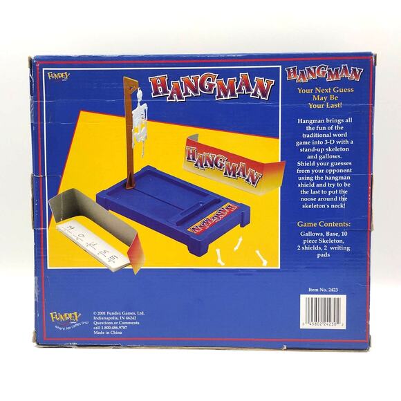 Fundex Hangman Word Game 2-4 Players 5+ New In Box 2001 Skeleton Gallows - Picture 2 of 4